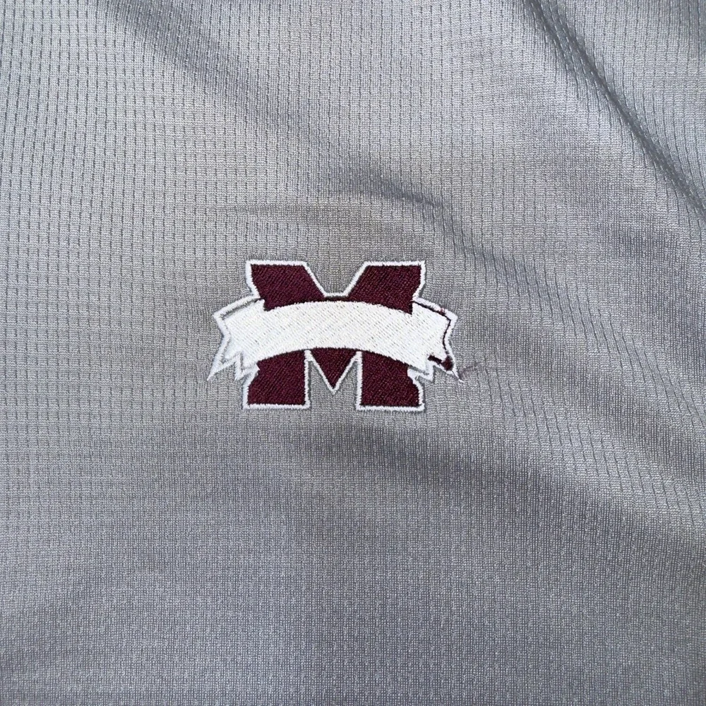 Vansport Mens Mississippi State Bulldogs Quarter Zip Pullover Gray Size MD 3405 - Picture 8 of 9